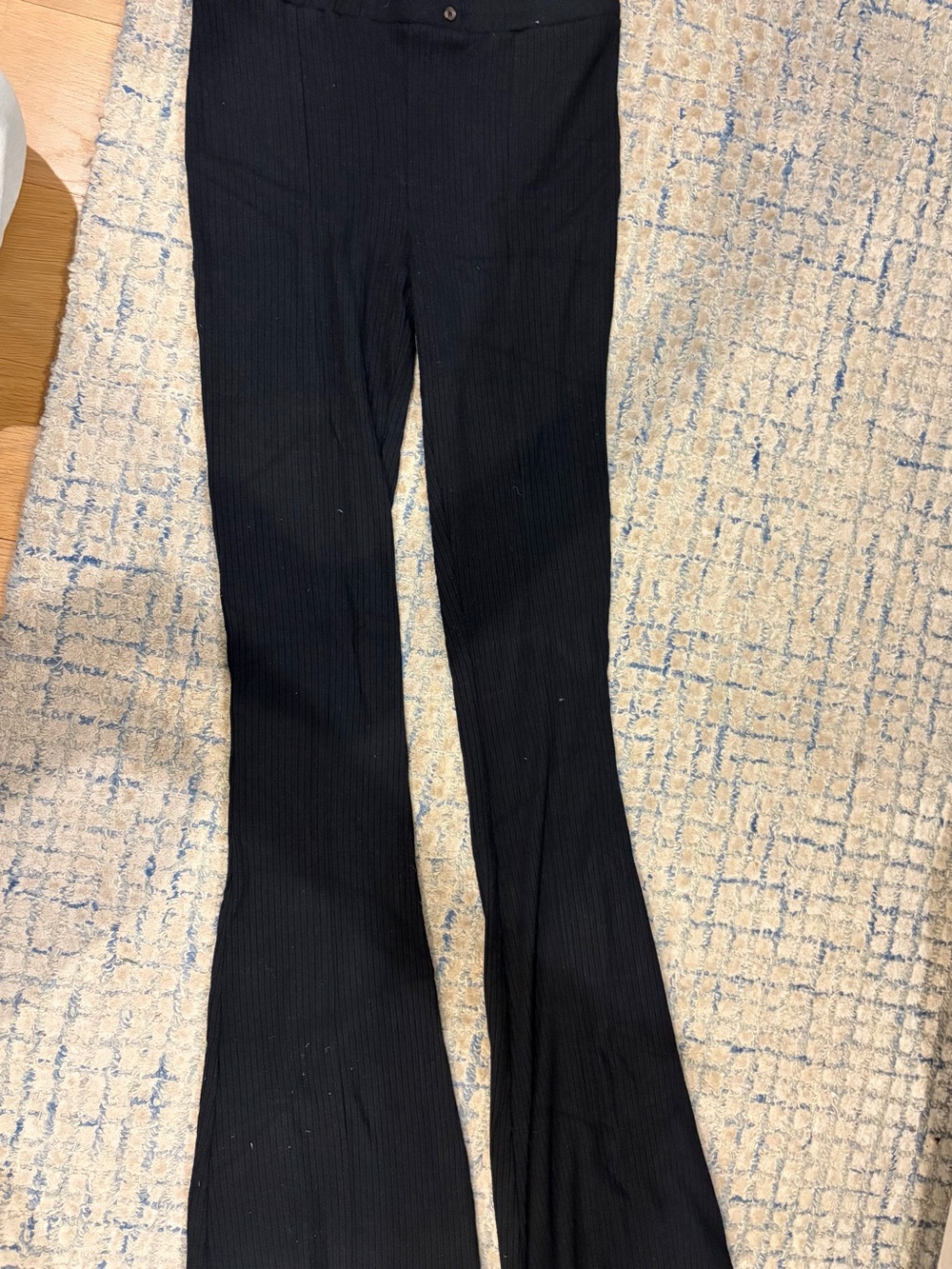 Urban Outfitters Black Ribbed Flared Leggings